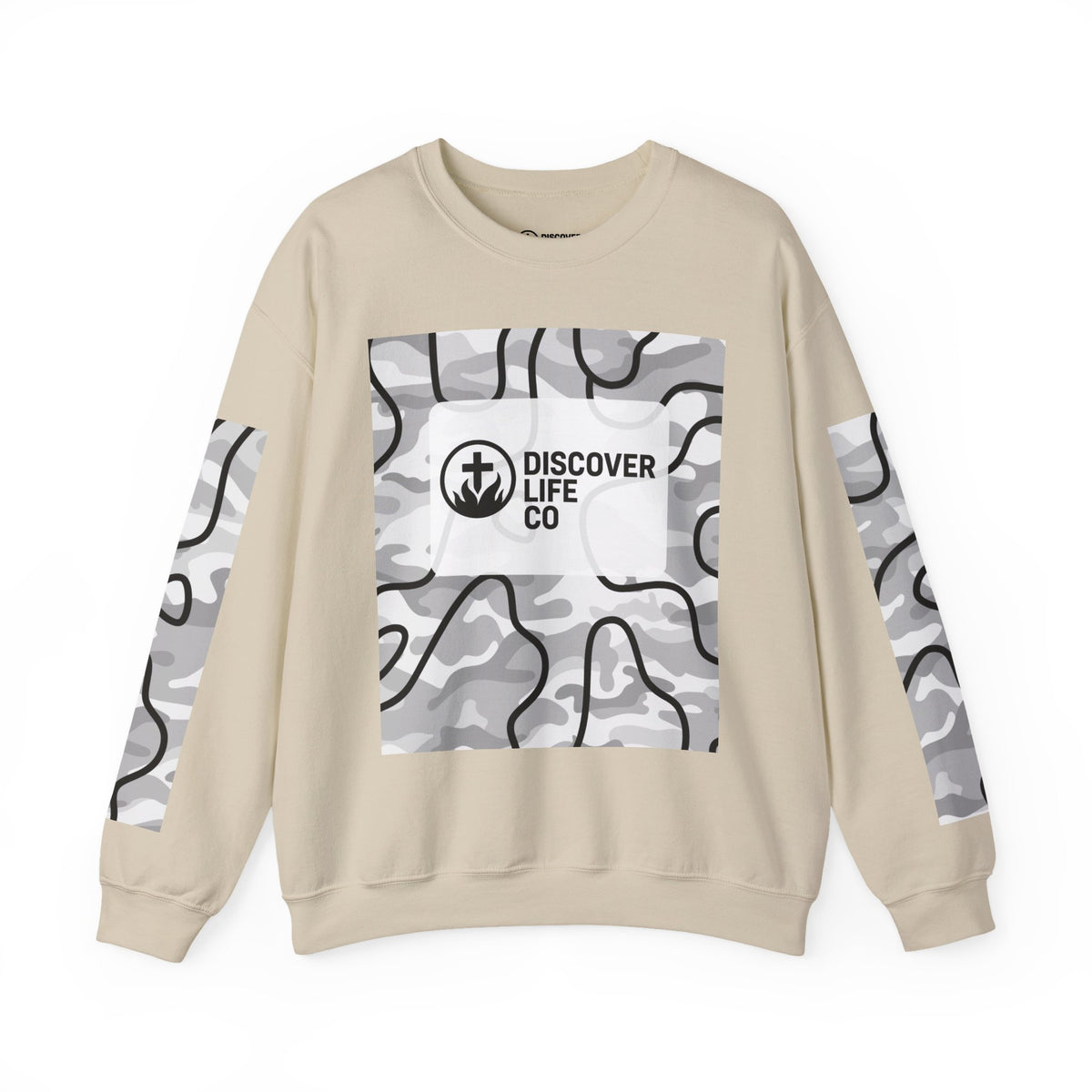 "This is life, bible" Men's Camo Crewneck