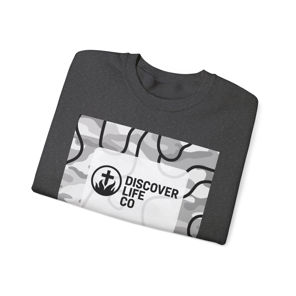 "This is life, bible" Men's Camo Crewneck