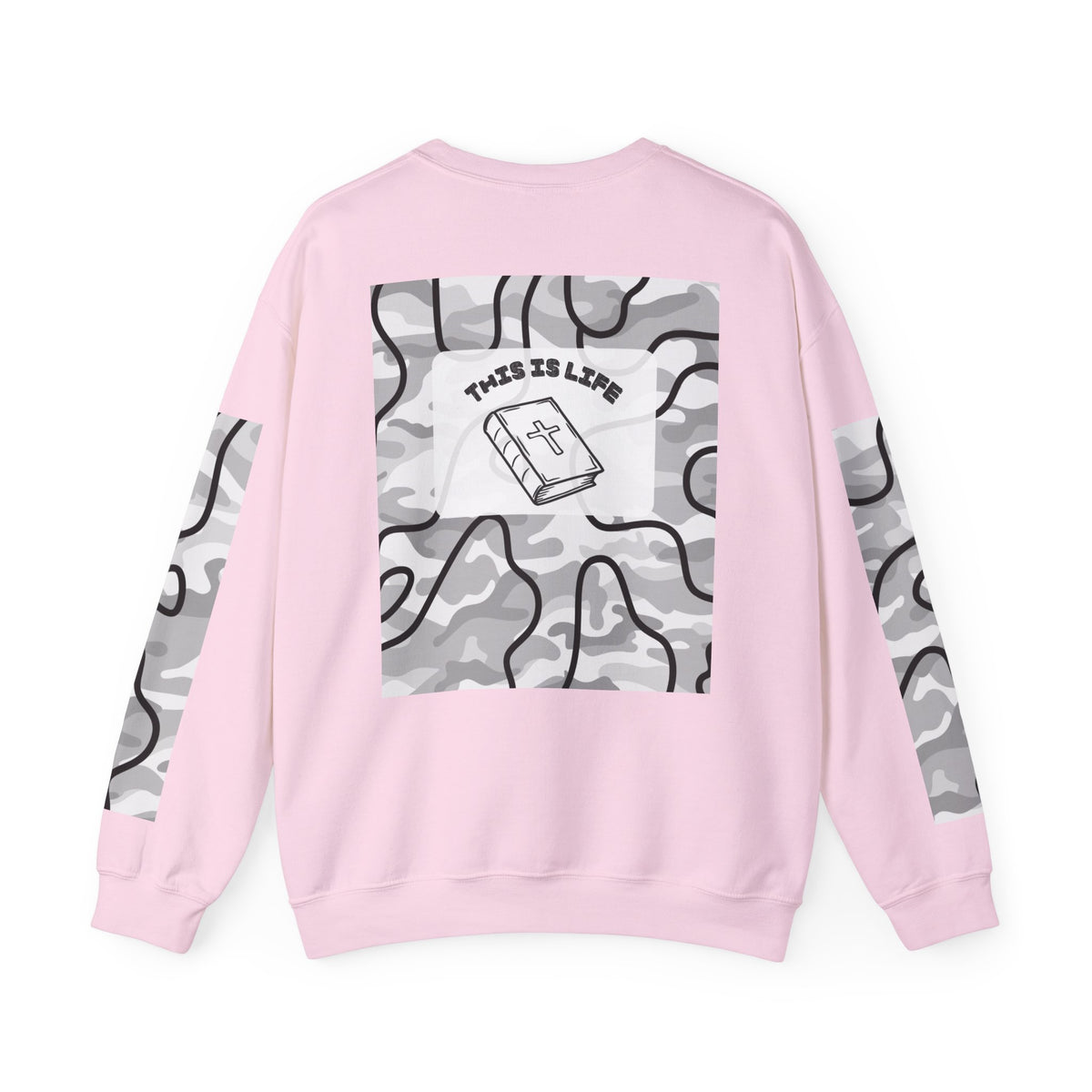 "This is life, bible" Men's Camo Crewneck
