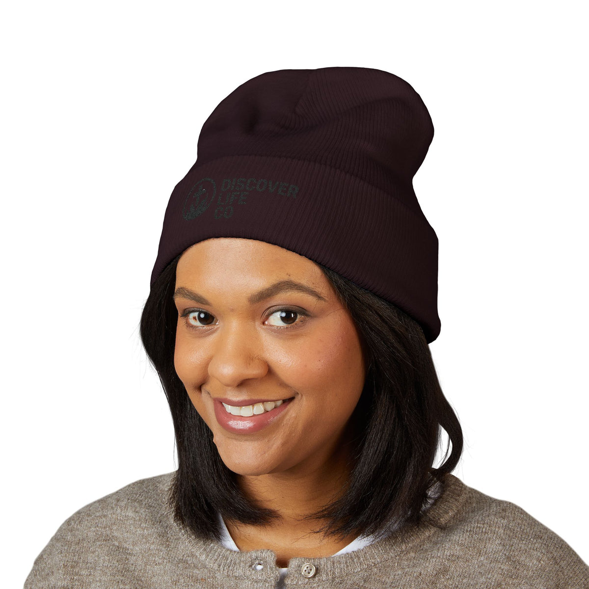 "Discover Life Co"  Embroidered Cuffed Beanie
